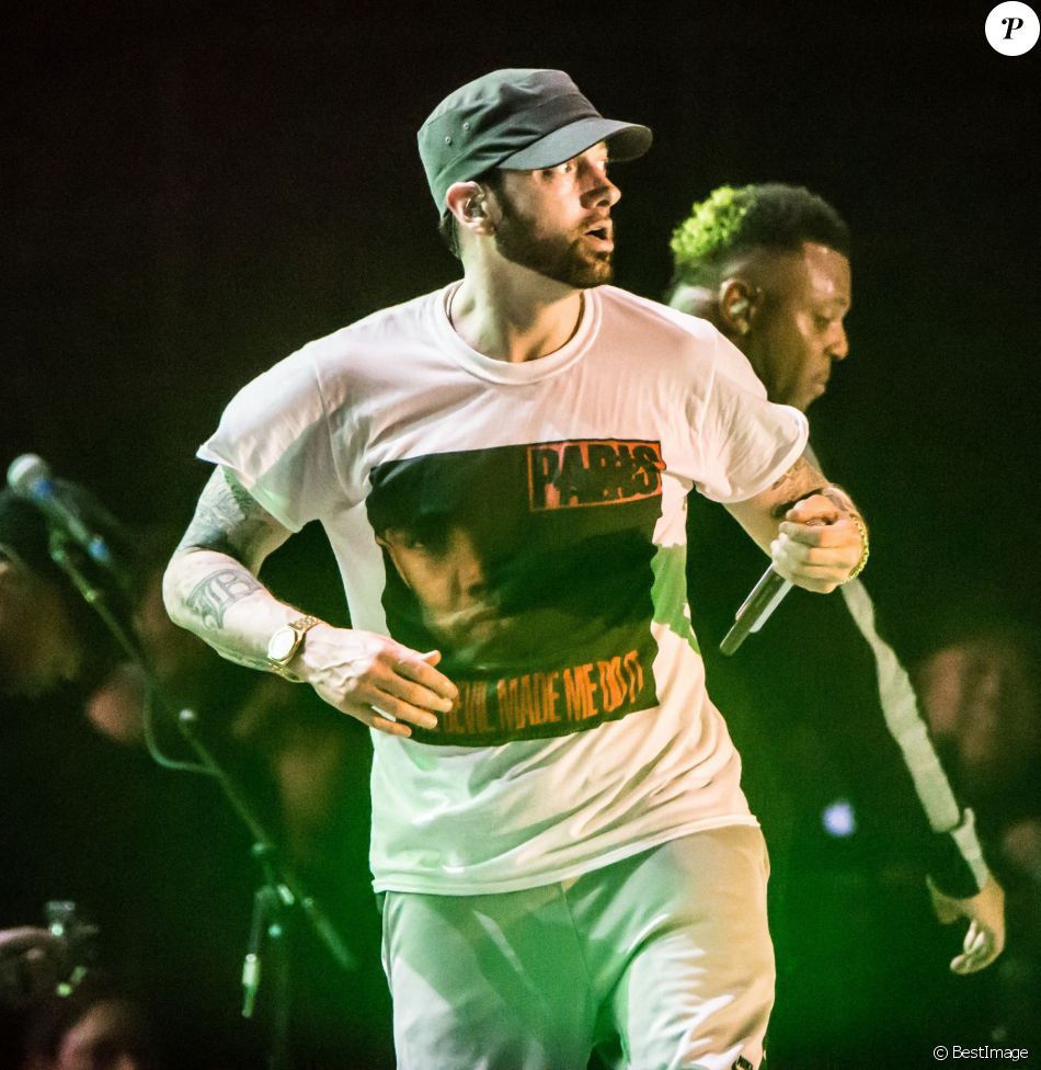 Eminem en concert lors du festival "Bonnaroo Music and Arts" à Manchester, le 17 juin 2018.