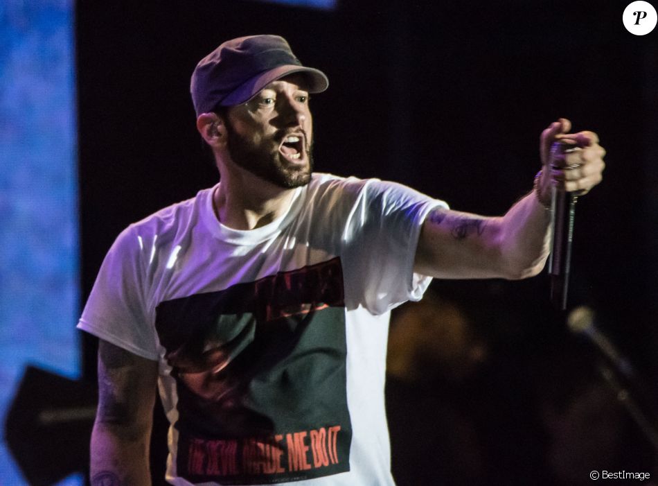 Eminem en concert lors du festival "Bonnaroo Music and Arts" à Manchester, le 17 juin 2018.