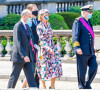 La princesse Delphine de Saxe Cobourg et son mari James O'Hare, le prince Laurent, lors de la Fête nationale belge, le 21 juillet 2021, en présence du roi Philippe et de la reine Mathilde de Belgique.