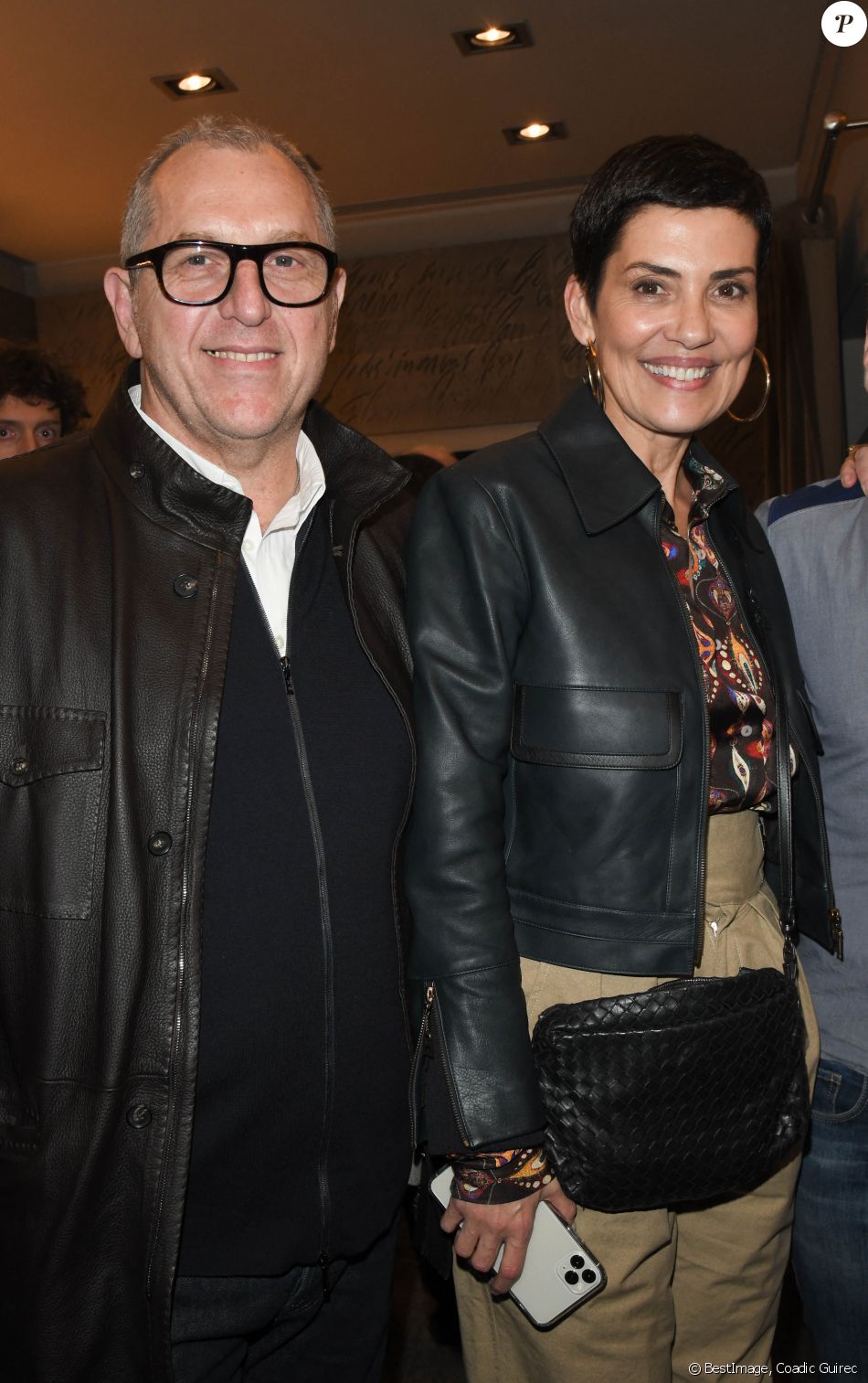 Exclusif - Frédéric Cassin et sa femme Cristina Cordula - People en backstage du spectacle "Jeanfi Janssens atterrit à l'Olympia" à Paris. © Coadic Guirec/Bestimage