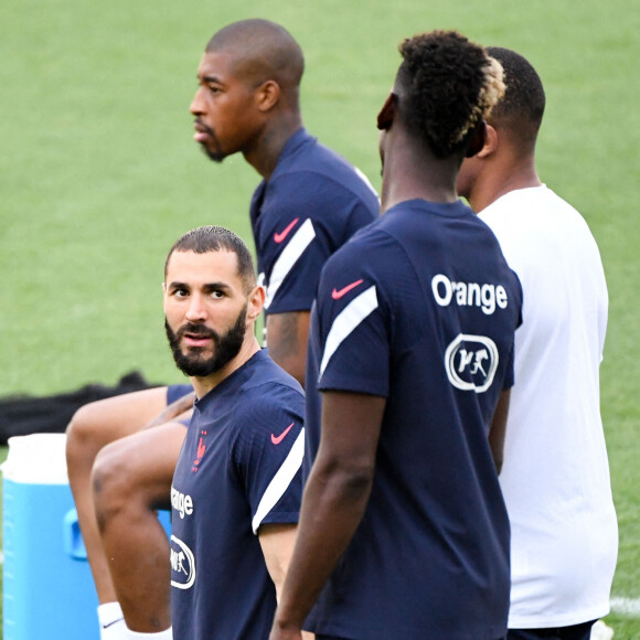 Karim Benzema lors de l'entraînement de l'équipe de France de football pendant UEFA EURO 2020, à Budapest, Hongrie, le 21 juin 2021. © Anthony Bibard/FEP/Panoramic/Bestimage