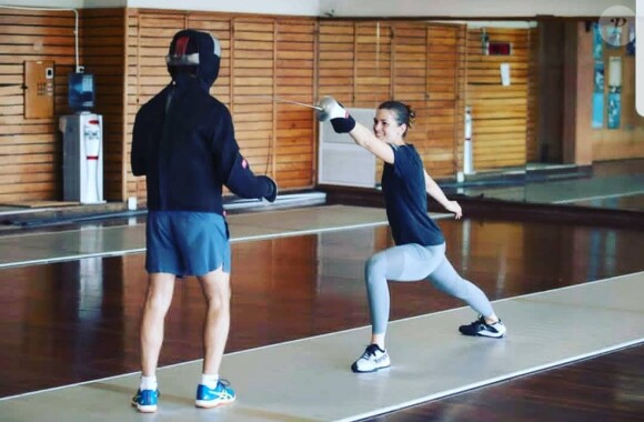 L'escrimeuse Maria Belen Perez Maurice et Lucas Saucedo durant une séance d'entraînement.