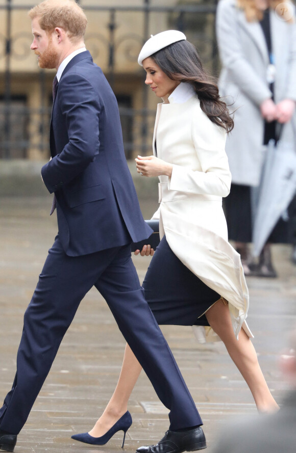 Le prince Harry et sa fiancée Meghan Markle à son arrivée à la cérémonie du Commonwealth en l'abbaye Westminster à Londres. Le 12 mars 2018