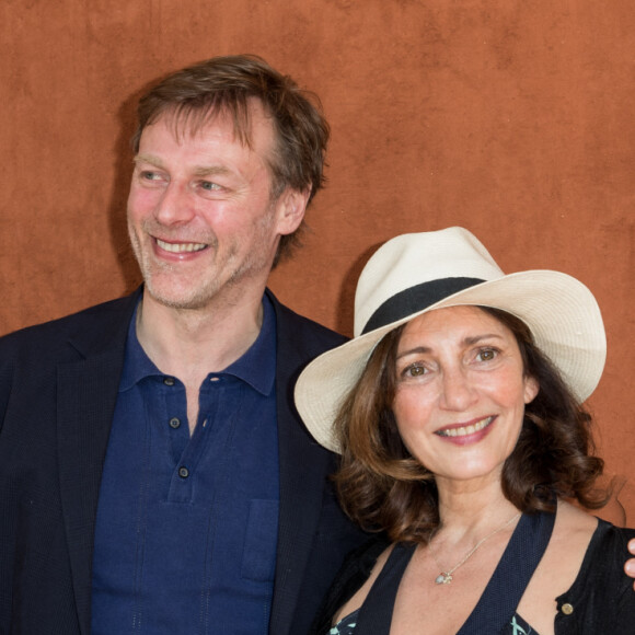 Valérie Karsenti et son compagnon François Feroleto au village lors des internationaux de tennis de Roland Garros à Paris, France, le 1 juin 2019. © Jacovides-Moreau/Bestimage