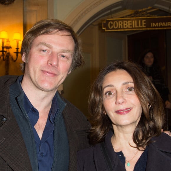 Valérie Karsenti et son compagnon François Feroleto - Générale de la pièce "Quelque part dans cette vie" au théâtre Edouard VII à Paris le 12 février 2018. © Coadic Guirec-Pierre Perusseau/Bestimage