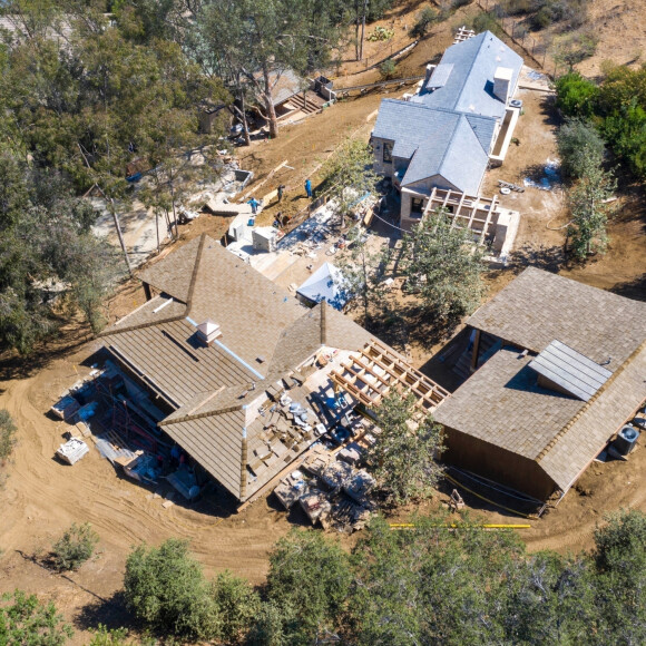 Vue aérienne propriété de la grande avocate Amal Alamuddin Clooney et de son mari George dans le quartier de Studio City à Los Angeles, le 16 juillet 2021