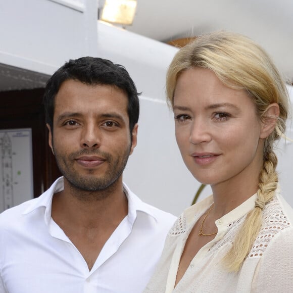 Virginie Efira et son compagnon Mabrouk El Mechri - La 4ème édition du "Brunch Blanc" sur le bateau "L'Excellence" à Paris, le 29 juin 2014.