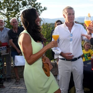 Franck Dubosc et son épouse Danièle durant la 1ère journée du Liban à Mougins, le 1er août 2021. © Bruno Bebert/Bestimage