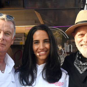 Franck Dubosc, son épouse Danièle le chef libanais Joe Barza durant la 1ère journée du Liban à Mougins, le 1er août 2021. © Bruno Bebert/Bestimage