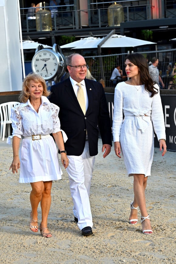 Le prince Albert II de Monaco et Charlotte Casiraghi, accompagnés par Diane Fissore, la présidente de la fédération équestre monégasque et organisatrice du Jumping, ont remis les prix du Trophée Casino de Monte-Carlo puis ont assisté à la présentation des jeunes cavaliers, Children et Junior, qui vont participer sous les couleurs monégasques aux prochains championnat d'Europe qui se déroulera au Portugal, à Monaco, le 2 juillet 2021. © Bruno Bebert/Bestimage