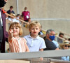 Le prince Albert II de Monaco et ses enfants Jacques et Gabriella durant la dernière journée du World Rugby Sevens Repechage tournament qui se déroule au Stade Louis II le 20 juin 2021. Cette compétition est organisée par la Fédération Monégasque de Rugby (FMR), dont le président est Gareth Wittstock, le frère de la Princesse Charlene de Monaco. © Bruno Bebert/Bestimage