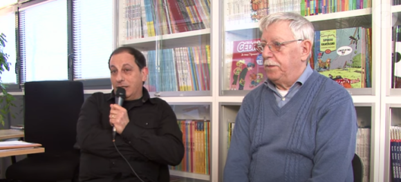 Laudec et Raoul Cauvin, dessinateur et scénariste de la bande dessinée "Cédric".