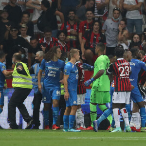 Match de football en ligue 1 Uber Eats : Match définitivement arrêté après le refus des joueurs de l'OM (Marseille) de reprendre le jeu suites à des incidents avec les supporters de Nice le 22 août 2021. © Jonathan Moscrop/Sportimage/Cal Sport Media / Zuma / Bestimage