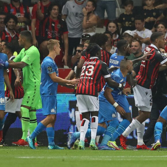Match de football en ligue 1 Uber Eats : Match définitivement arrêté après le refus des joueurs de l'OM (Marseille) de reprendre le jeu suites à des incidents avec les supporters de Nice le 22 août 2021. © Jonathan Moscrop/Sportimage/Cal Sport Media / Zuma / Bestimage