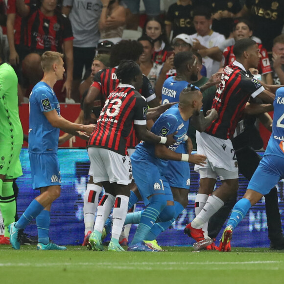 Match de football en ligue 1 Uber Eats : Match définitivement arrêté après le refus des joueurs de l'OM (Marseille) de reprendre le jeu suites à des incidents avec les supporters de Nice le 22 août 2021. © Jonathan Moscrop/Sportimage/Cal Sport Media / Zuma / Bestimage