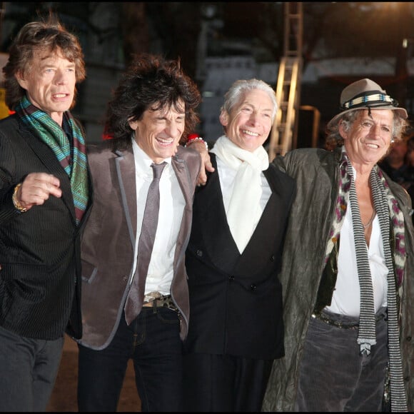 Mick Jagger, Ronnie Wood, Charlie Watts et Keith Richards à l'avant-première du film "Shine a light" à Londres.