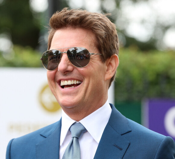 Tom Cruise arrive pour assister à la finale du tournoi de Wimbledon (Djokovic - Berrettini) à Londres.