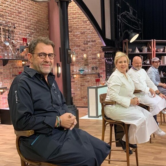 Michel Sarran, Hélène Darroze, Philippe Etchebest et Paul Pairet lors du tournage de "Top Chef" pour M6.