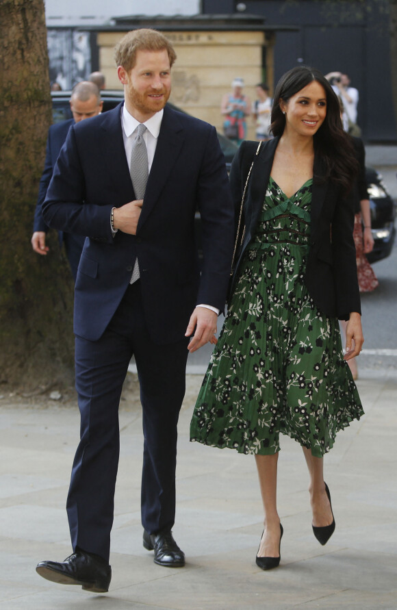 Le prince Harry et Meghan Markle arrivent à une réception organisée par Malcolm Turnbull, Premier ministre australien et son épouse Lucy Turnbull à l'ambassade australienne à Londres, le 21 avril 2018.