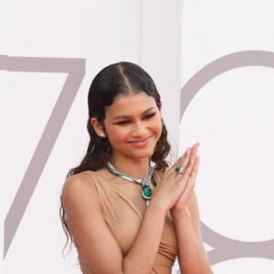 Zendaya assiste à la projection du film "Dune" lors du 78e Festival International du Film de Venise (La Mostra), vêtue d'une robe Balmain. Venise, le 3 septembre 2021.