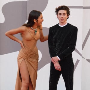 Zendaya et Timothée Chalamet assistent à la projection du film "Dune" lors du 78e Festival International du Film de Venise (La Mostra). Venise, le 3 septembre 2021.