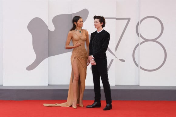 Zendaya et Timothée Chalamet assistent à la projection du film "Dune" lors du 78e Festival International du Film de Venise (La Mostra). Venise, le 3 septembre 2021.