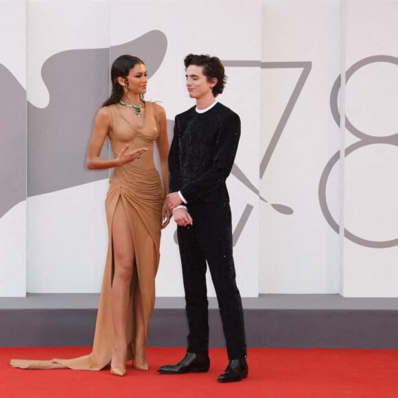 Zendaya et Timothée Chalamet assistent à la projection du film "Dune" lors du 78e Festival International du Film de Venise (La Mostra). Venise, le 3 septembre 2021.