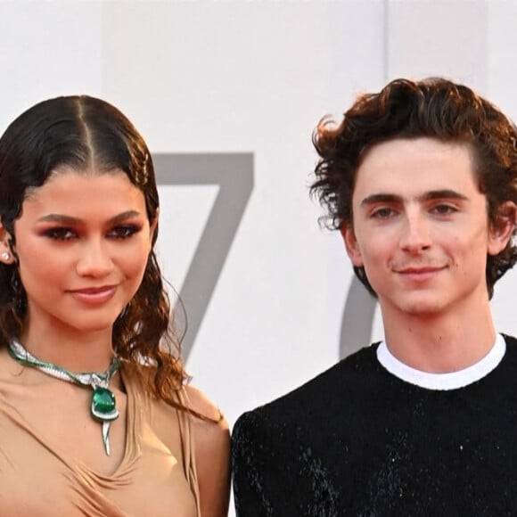 Zendaya et Timothée Chalamet assistent à la projection du film "Dune" lors du 78e Festival International du Film de Venise (La Mostra). Venise, le 3 septembre 2021.