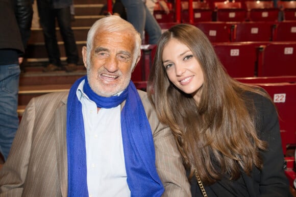 Exclusif - Jean-Paul Belmondo et sa petite fille Annabelle - Concert de Johnny Hallyday au POPB de Bercy à Paris. Le 15 juin 2013.