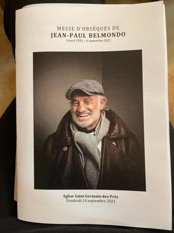 Livret distribué lors des obsèques de Jean-Paul Belmondo. Le 10 septembre 2021.