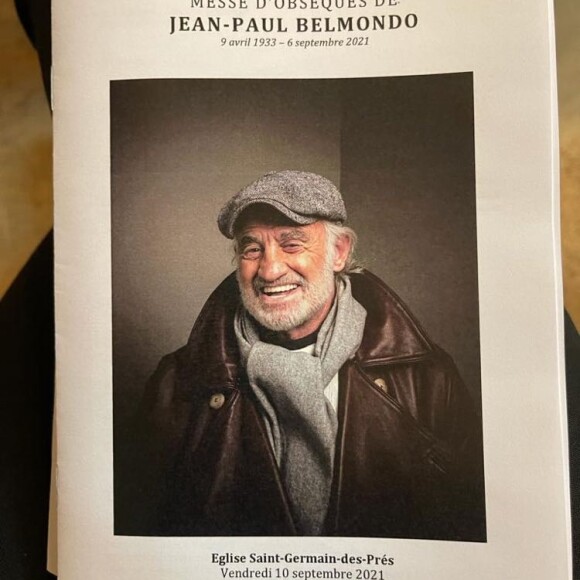 Livret distribué lors des obsèques de Jean-Paul Belmondo. Le 10 septembre 2021.