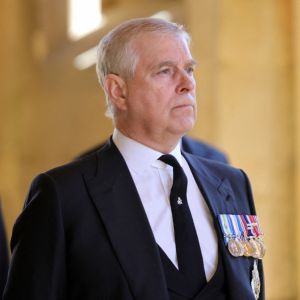 Le prince Andrew, duc d'York, - Arrivées aux funérailles du prince Philip, duc d'Edimbourg à la chapelle Saint-Georges du château de Windsor. 