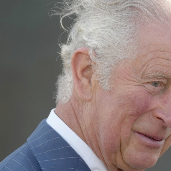Le prince Charles, prince de Galles, et le Premier ministre britannique Boris Johnson inaugurent le mémorial de la police britannique au National Memorial Arboretum à Alrewas, le 28 juillet 2021.