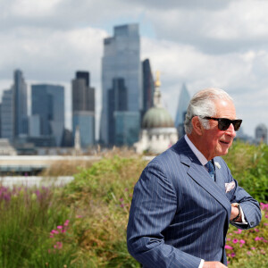 Le prince Charles, prince de Galles visite Goldman Sachs dans le centre de Londres, Royaume Uni, le 14 juillet 2021. 