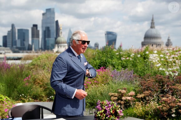 Le prince Charles, prince de Galles visite Goldman Sachs dans le centre de Londres, Royaume Uni, le 14 juillet 2021. 