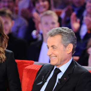 Exclusif - Carla Bruni-Sarkozy et Nicolas Sarkozy - Enregistrement de l'émission "Vivement Dimanche" à Paris le 30 septembre 2019. © Guillaume Gaffiot/Bestimage 