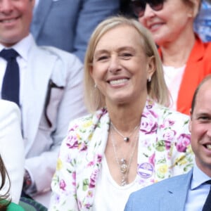 Le prince William, duc de Cambridge, Catherine Kate Middleton, duchesse de Cambridge, Martina Navratilova, Billie Jean King assistent à la finale Dames au tournoi de Wimbledon le 10 juillet 2021