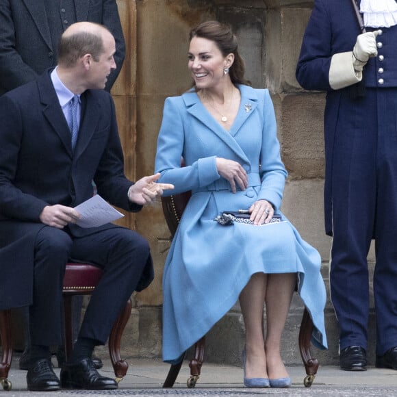 Le prince William, duc de Cambridge et Kate Catherine Middleton, duchesse de Cambridge, lors de l'événement "Beating of the Retreat (Cérémonie de la Retraite)" au palais de Holyroodhouse à Edimbourg. Le 27 mai 2021