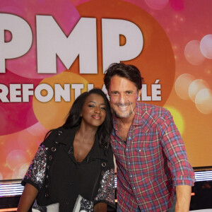 Exclusif - Vincent Cerutti et sa compagne Hapsatou Sy - Première émission "TPMP Elles refont la télé", une version féminine de "Touche pas à mon poste !" sur C8 présentée par H. Sy à Paris. C. Hanouna a donné carte blanche à H. Sy pour cette émission mensuelle. © Jack Tribeca/Bestimage