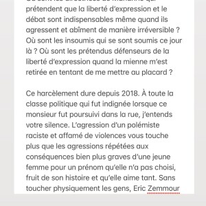 Hapsatou Sy règle ses comptes avec Eric Zemmour sur Instagram.