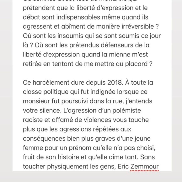 Hapsatou Sy règle ses comptes avec Eric Zemmour sur Instagram.