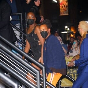Lewis Hamilton arrive à l'after-party de Rihanna après la soirée du Met Gala 2021 à New York, le 13 septembre 2021.