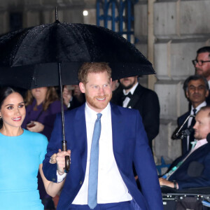 Le prince Harry, duc de Sussex, et Meghan Markle, duchesse de Sussex arrivent à la cérémonie des Endeavour Fund Awards au Mansion House à Londres, Royaume Uni, le 5 mars 2020.