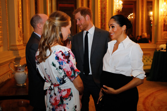 Le prince Harry, duc de Sussex, et Meghan Markle, enceinte, duchesse de Sussex, lors du cocktail d'accueil au Endeavour fund Awards au Drapers' Hall à Londres le 7 février 2019.