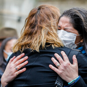 Fauve Hautot, Leïla Da Rocha (compagne de Patrick Dupond) - Arrivées aux Obsèques du danseur étoile Patrick Dupond en l'église Saint-Roch à Paris, France, le 11 mars 2021.