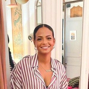 M. Pokora, Christina Milian et sa fille Violet dans les coulisses du Théâtre de la Madeleine. Le 17 septembre 2021.