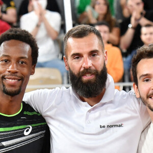Exclusif - Zerator ( Adrien Nougaret), Gaël Monfils, Benoît Paire et Domingo ( Pierre Alexis Bizot ) - Benoît Paire, Gaël Monfils, Domingo (Pierre Alexis Bizot) et Zerator (Adrien Nougaret) deux streamers se rencontrent lors d'un match de tennis à Roland Garros, Paris le 18 septembre 2021. © Veeren/Bestimage
