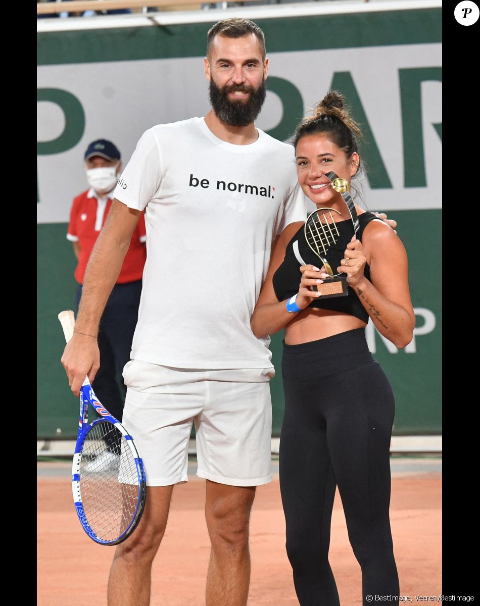Exclusif - Benoît Paire et sa compagne Julie Bertin - Benoît Paire, Gaël Monfils, Domingo (Pierre Alexis Bizot) et Zerator (Adrien Nougaret) deux streamers se rencontrent lors d'un match de tennis à Roland Garros, Paris. © Veeren/Bestimage