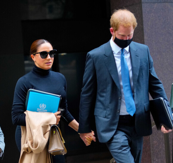 Le prince Harry, duc de Sussex, et sa femme Meghan Markle ont été aperçus dans les rues de New York, le 23 septembre 2021. 