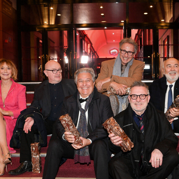 César d'anniversaire pour le Splendide - Marie Anne Chazel, Michel Blanc, Christian Clavier, Thierry Lhermitte, Gérard Jugnot, Josiane Balasko, Bruno Moynot lors de la pressroom (press room) remise des prix lors de la 46ème cérémonie des César à l'Olympia à Paris le 12 mars 2021 © David Niviere / Pool / Bestimage 